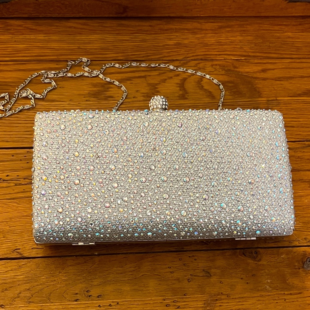 Elegant Silver Crystal Clutch